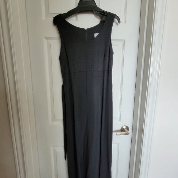 Vintage black maxi dress with waist tie - Picture 4 of 8